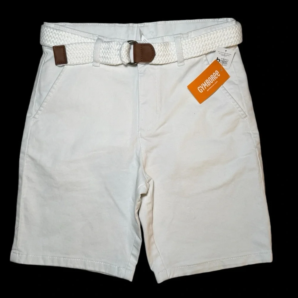 Gymboree Boys Belted Chino Shorts - Simply White Size 10